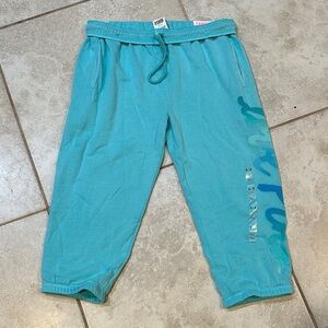 NWT! Y2K Victoria's Secret Pink Campus Crop Mint Green Capri Sweatpants S Jogger